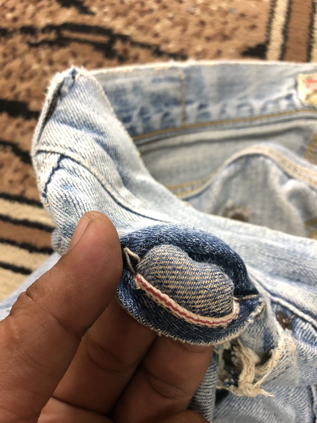 Edwin × Vintage VINTAGE SELVEDGE EDWIN GRUNGE DISTRESSED LIGHT BLUE WASH Size US 31 - 4 Thumbnail