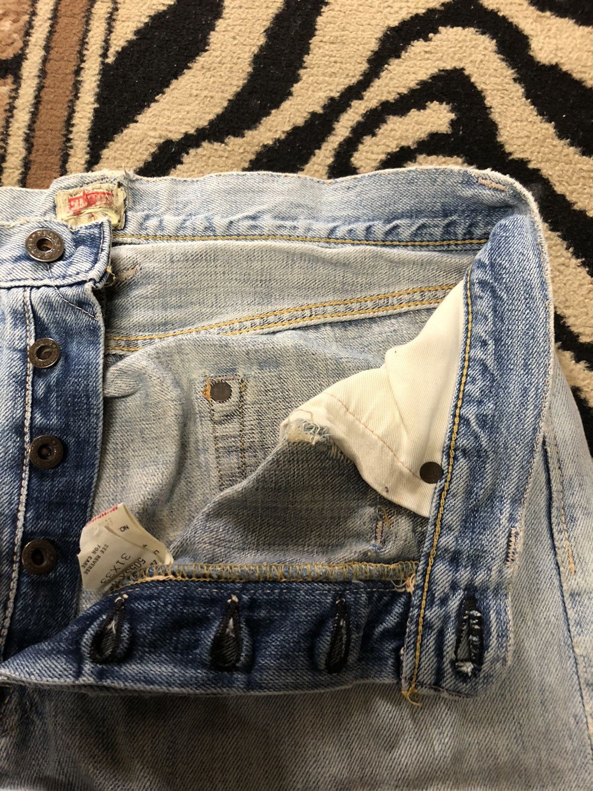 Edwin × Vintage VINTAGE SELVEDGE EDWIN GRUNGE DISTRESSED LIGHT BLUE WASH Size US 31 - 6 Thumbnail