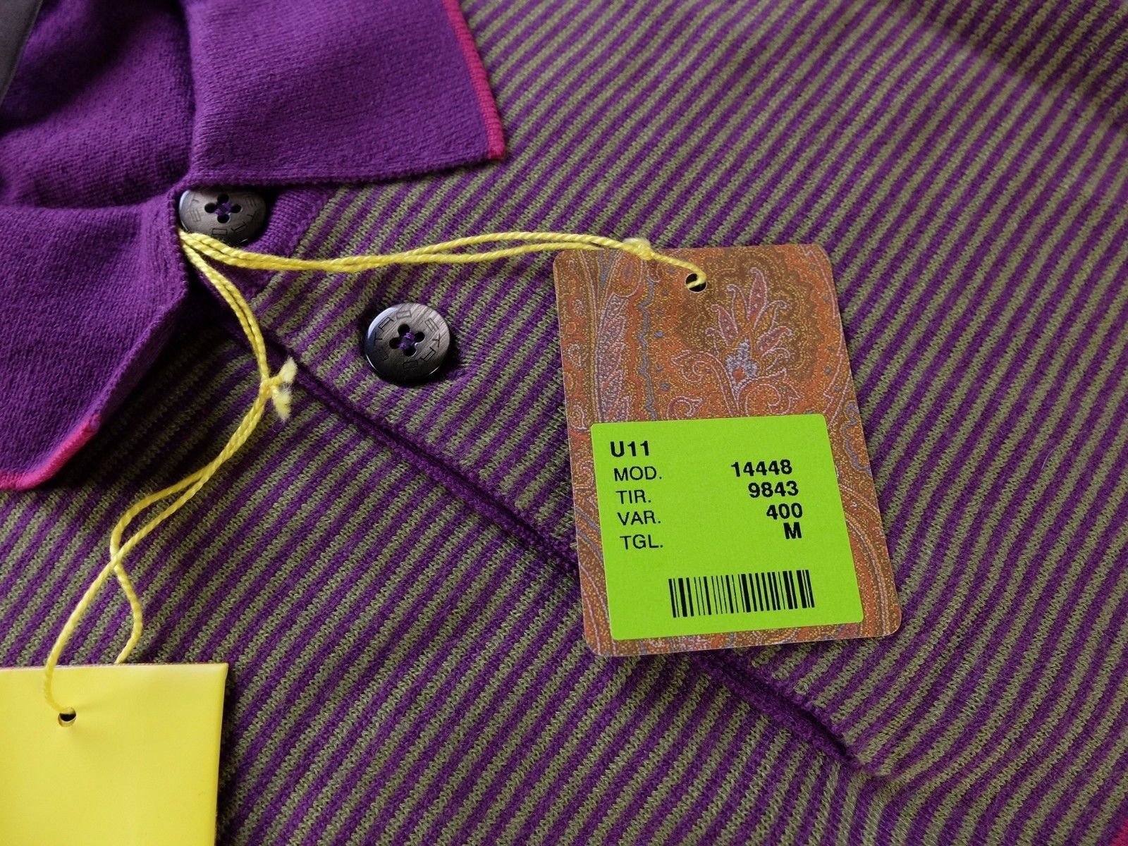 Etro ETRO purple three tone cotton cashmere polo sweater Medium Size US M / EU 48-50 / 2 - 4 Thumbnail