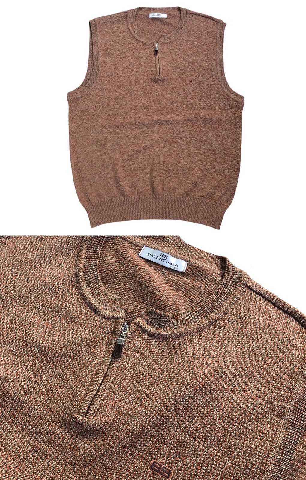 Balenciaga Vintage 90s Balenciaga Knitwear Brown BB Logo Size US L / EU 52-54 / 3 - 1 Thumbnail