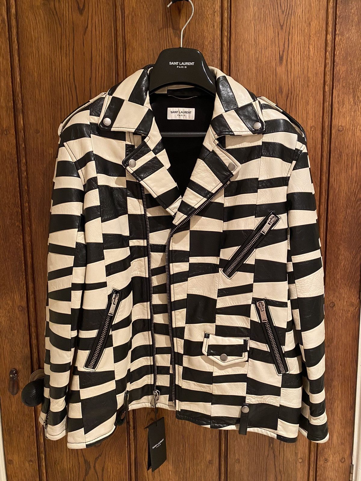 Saint Laurent Paris 🤑$13.5k🤑 Saint Laurent Black & White patch leather jacket Size US M / EU 48-50 / 2 - 2 Thumbnail