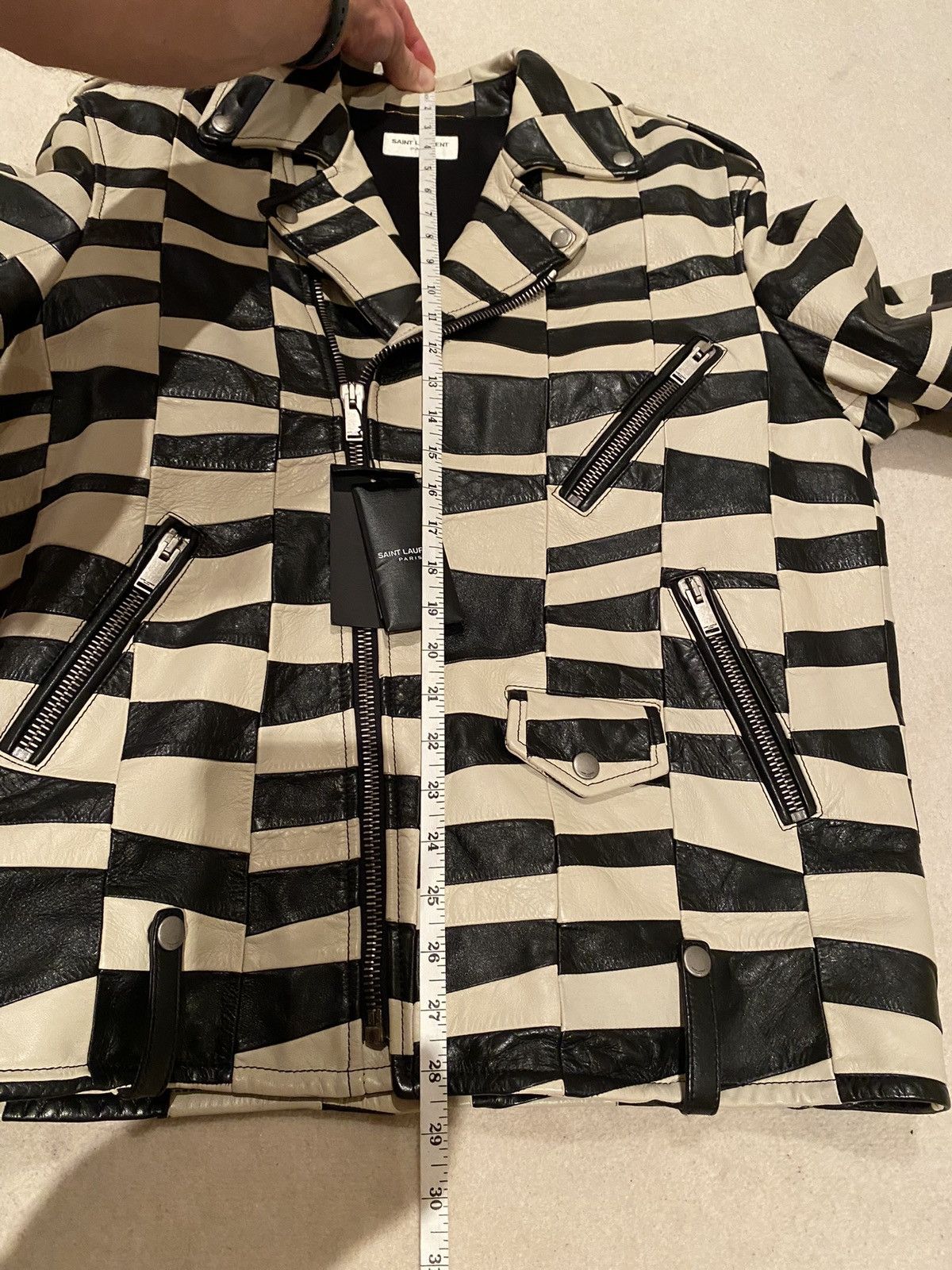 Saint Laurent Paris 🤑$13.5k🤑 Saint Laurent Black & White patch leather jacket Size US M / EU 48-50 / 2 - 17 Thumbnail