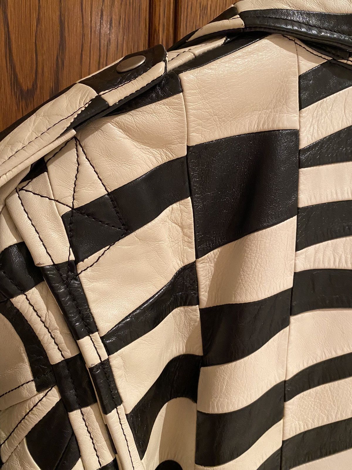Saint Laurent Paris 🤑$13.5k🤑 Saint Laurent Black & White patch leather jacket Size US M / EU 48-50 / 2 - 24 Thumbnail