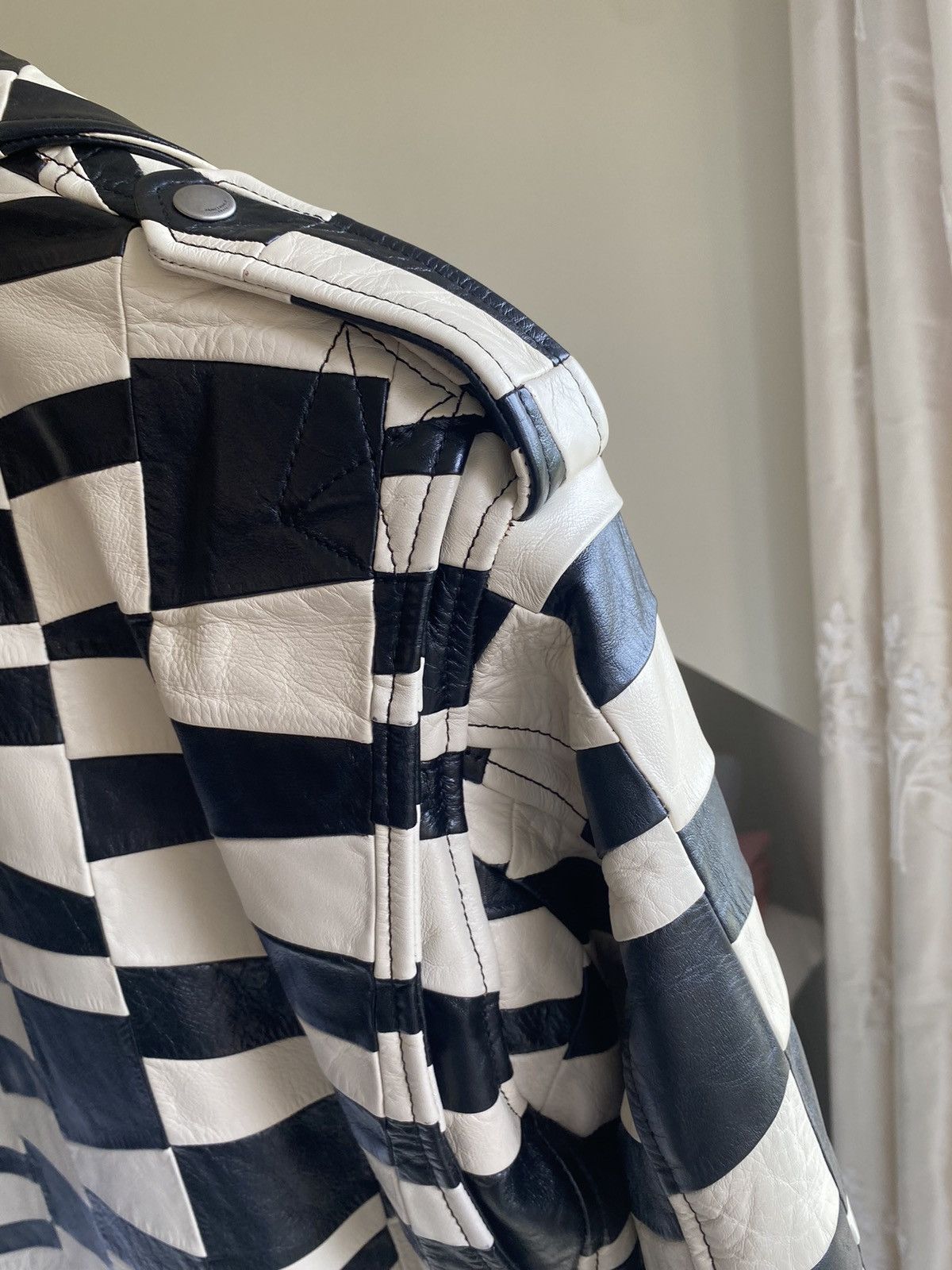 Saint Laurent Paris 🤑$13.5k🤑 Saint Laurent Black & White patch leather jacket Size US M / EU 48-50 / 2 - 13 Thumbnail