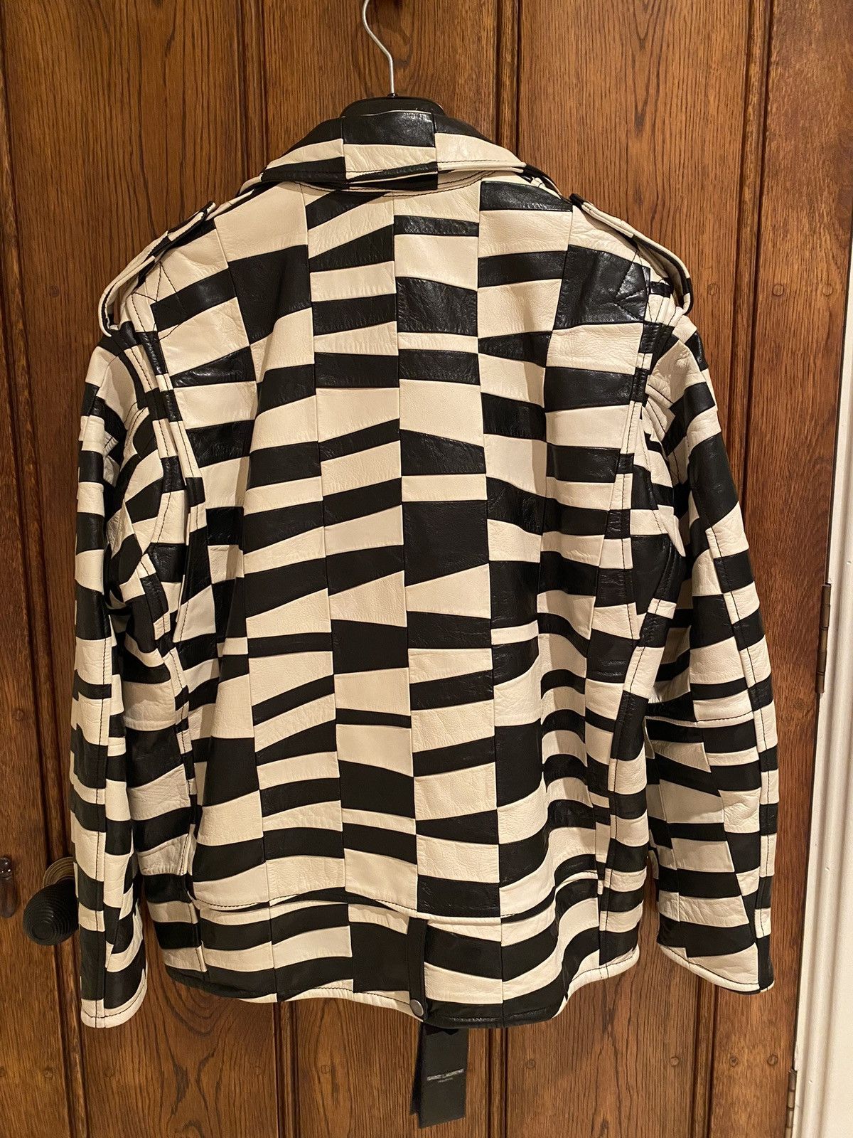 Saint Laurent Paris 🤑$13.5k🤑 Saint Laurent Black & White patch leather jacket Size US M / EU 48-50 / 2 - 15 Thumbnail