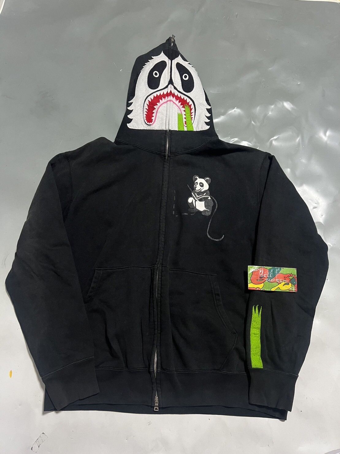 image of Bape Panda Full Zip Hoodie Black, Men's (Size Large)