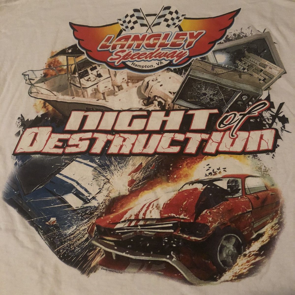 NASCAR Vintage 2009 Night Of Destruction Speedway Graphic Logo Tee Size US XL / EU 56 / 4 - 5 Thumbnail
