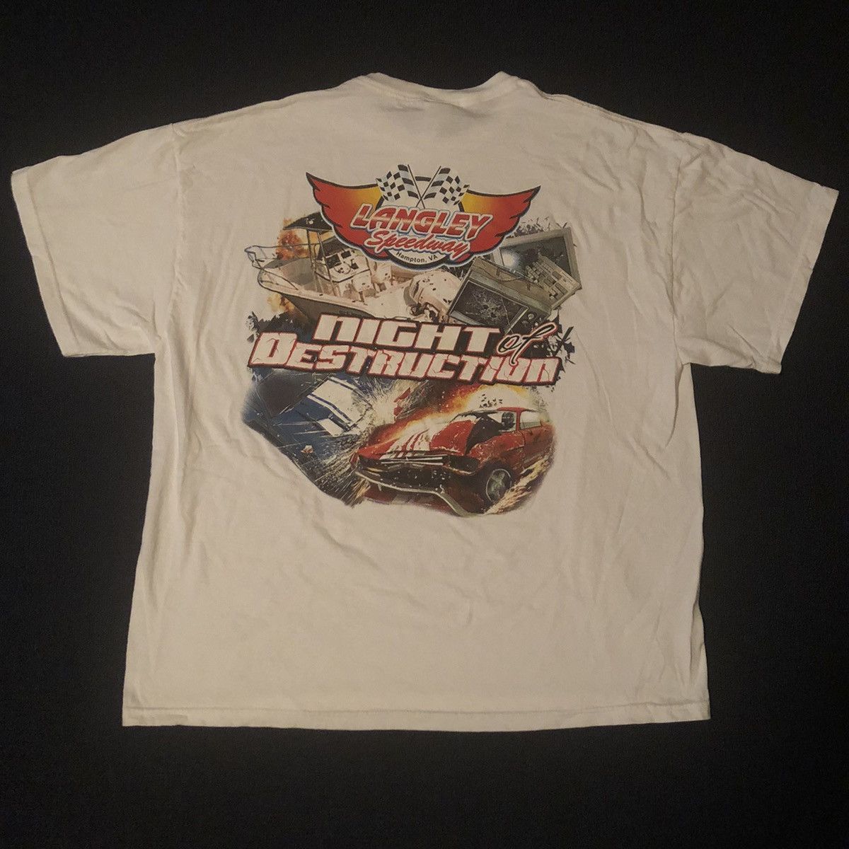 NASCAR Vintage 2009 Night Of Destruction Speedway Graphic Logo Tee Size US XL / EU 56 / 4 - 2 Thumbnail