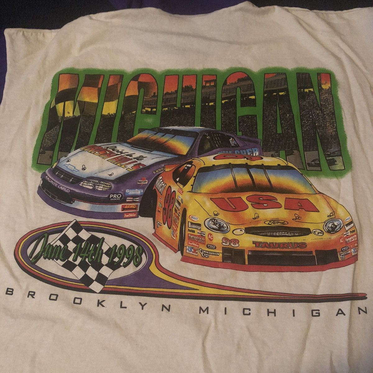 NASCAR Vintage 90s NASCAR Michigan Big Graphic Logo T Shirt Hoodie Size US XL / EU 56 / 4 - 5 Thumbnail