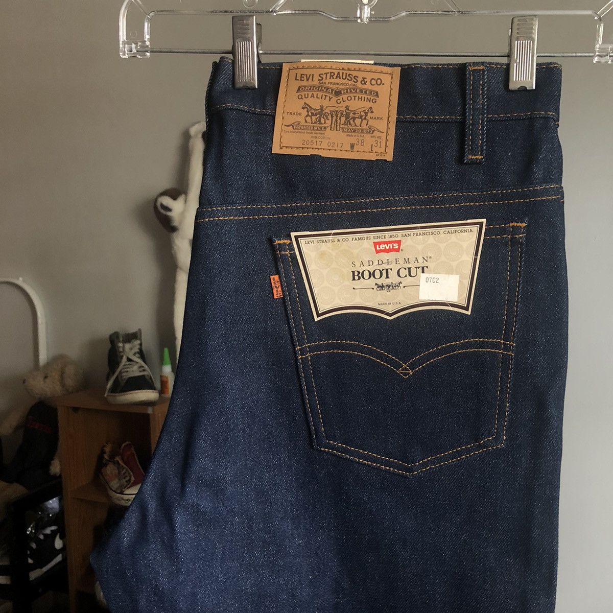 image of Levis x Levis Vintage Clothing Vintage 80's Levi’S 517 Orange Tab Boot Cut Denim Jeans 38X31 in Dar