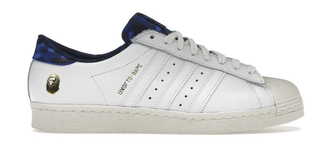 image of Adidas x Bape 80 Superstar Shoes in White, Men's (Size 11.5)