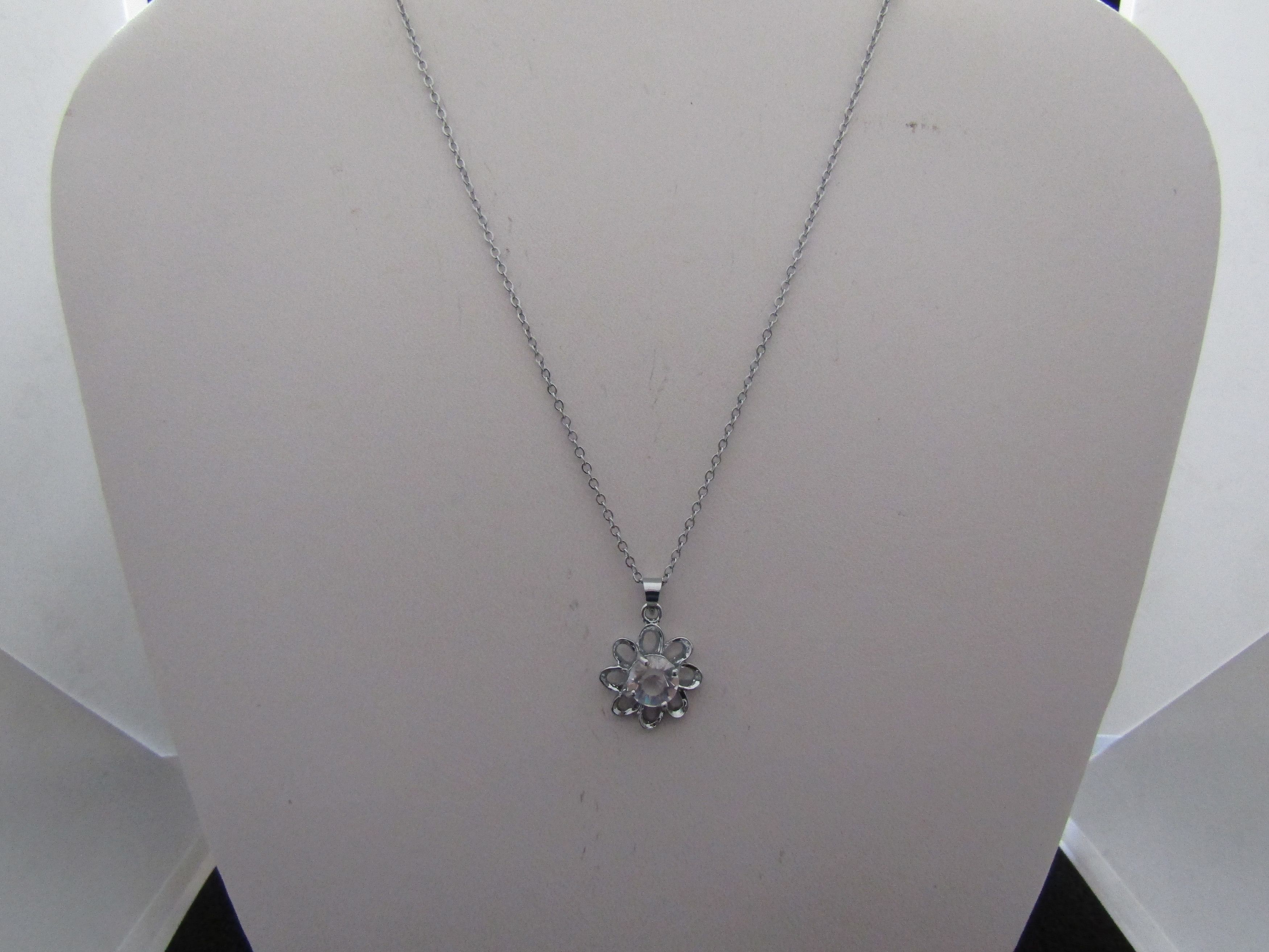 Jewelry x Vintage Silver Flower Chain Necklace With Cz, Men's