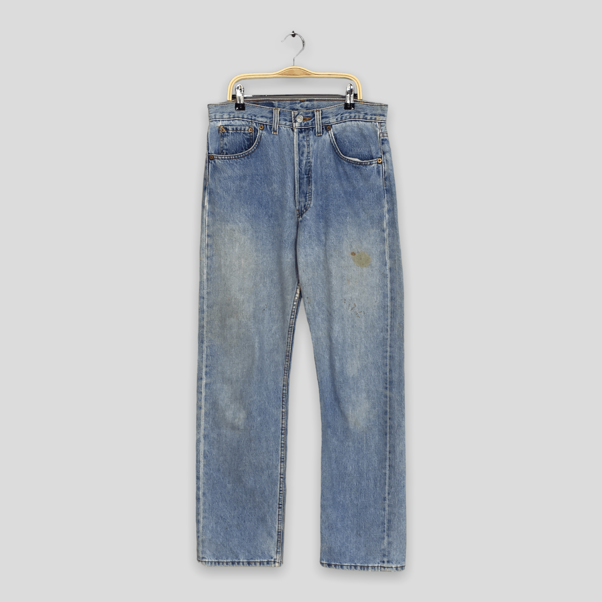 image of Size 30X30 Vintage Levi's 501 Faded Blue Light Wash Jeans, Men's