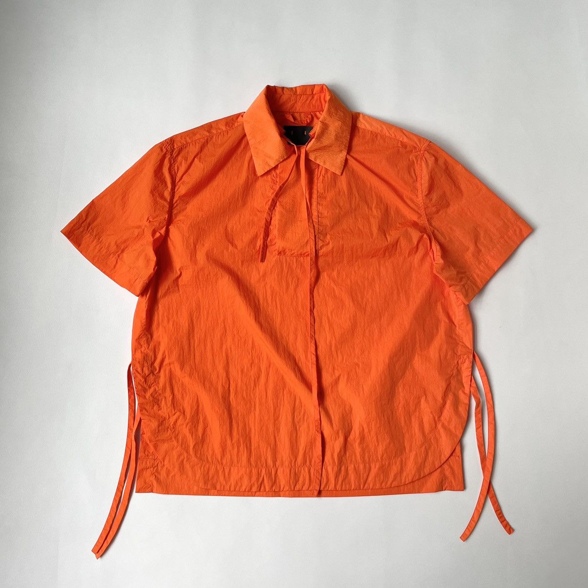 Pre-owned Craig Green S/s 16 Nylon Lace Tie Shirt In Safety Orange