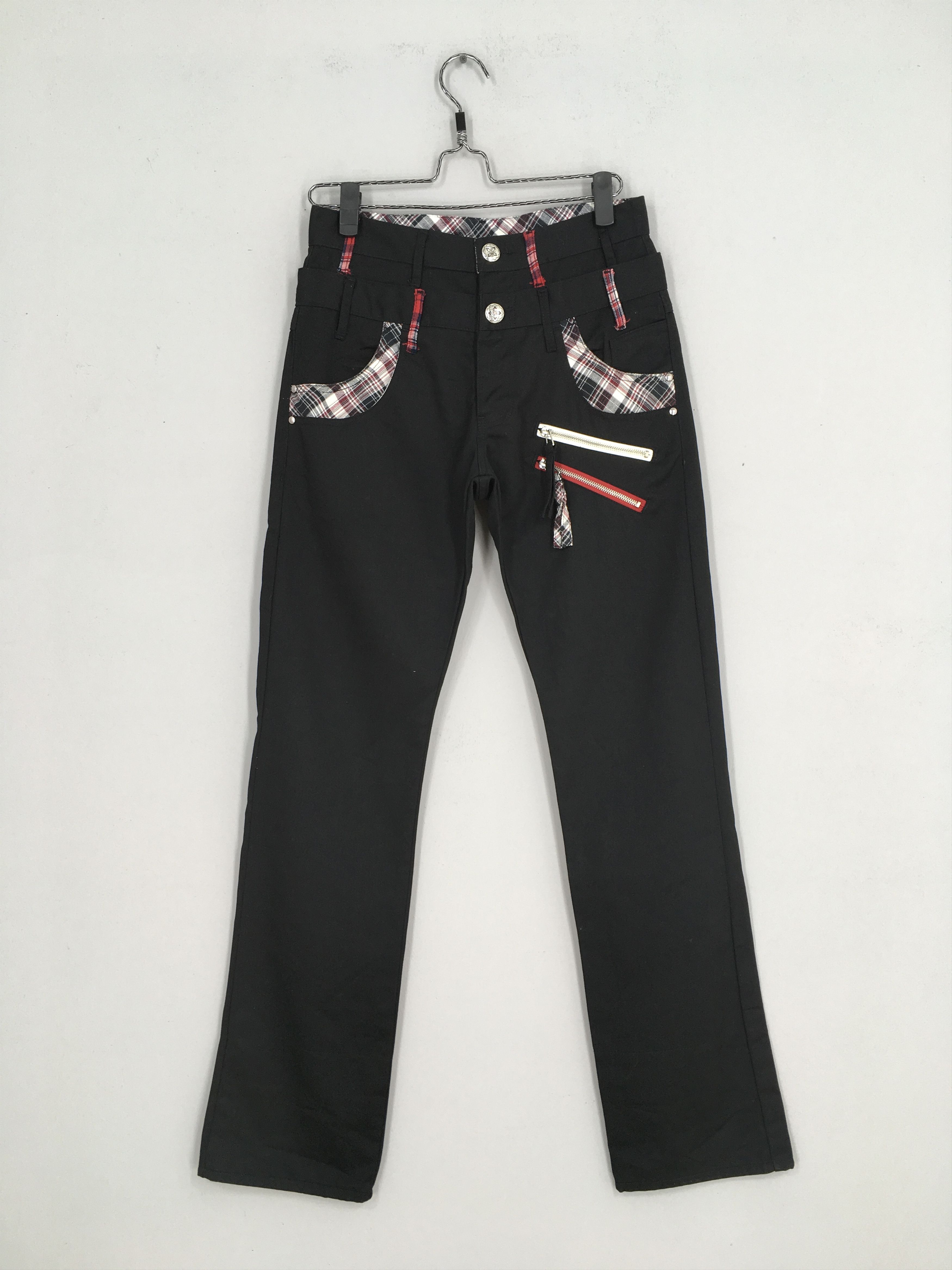 image of Comme Ca Ism Japanese Designer Double Waist Pants Black Slim Fit Size 28, Men's
