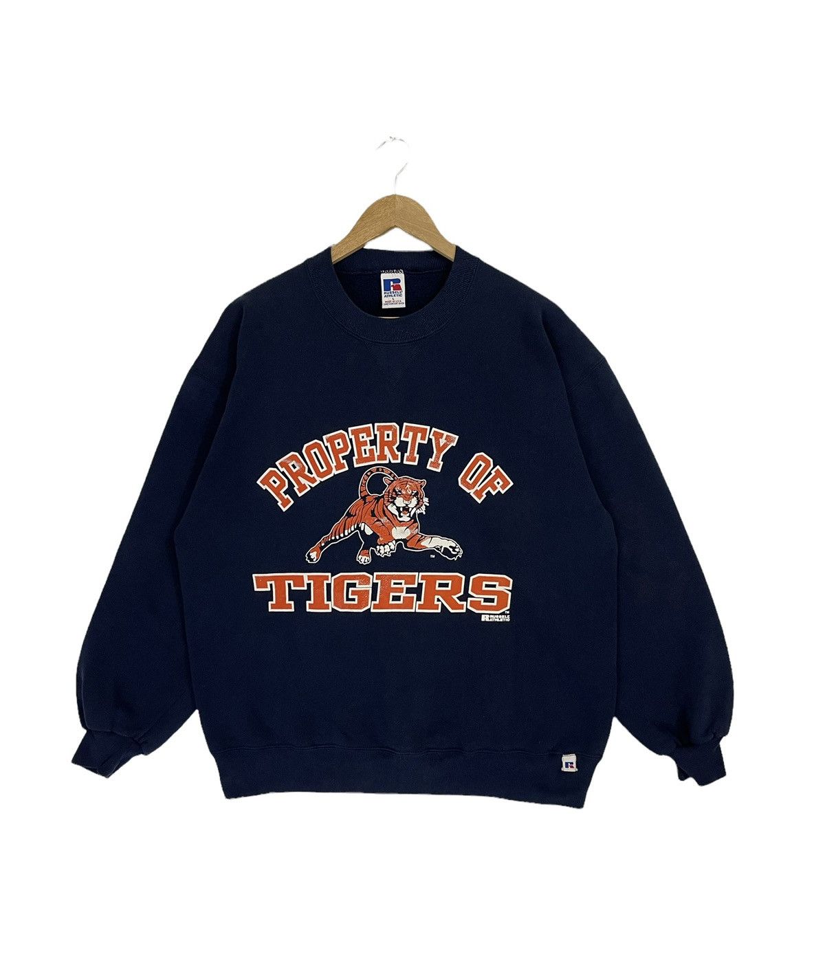 image of Russell Athletic x Vintage Russell Sweatshirt Property Of Tigers in Blue, Men's (Size Large)