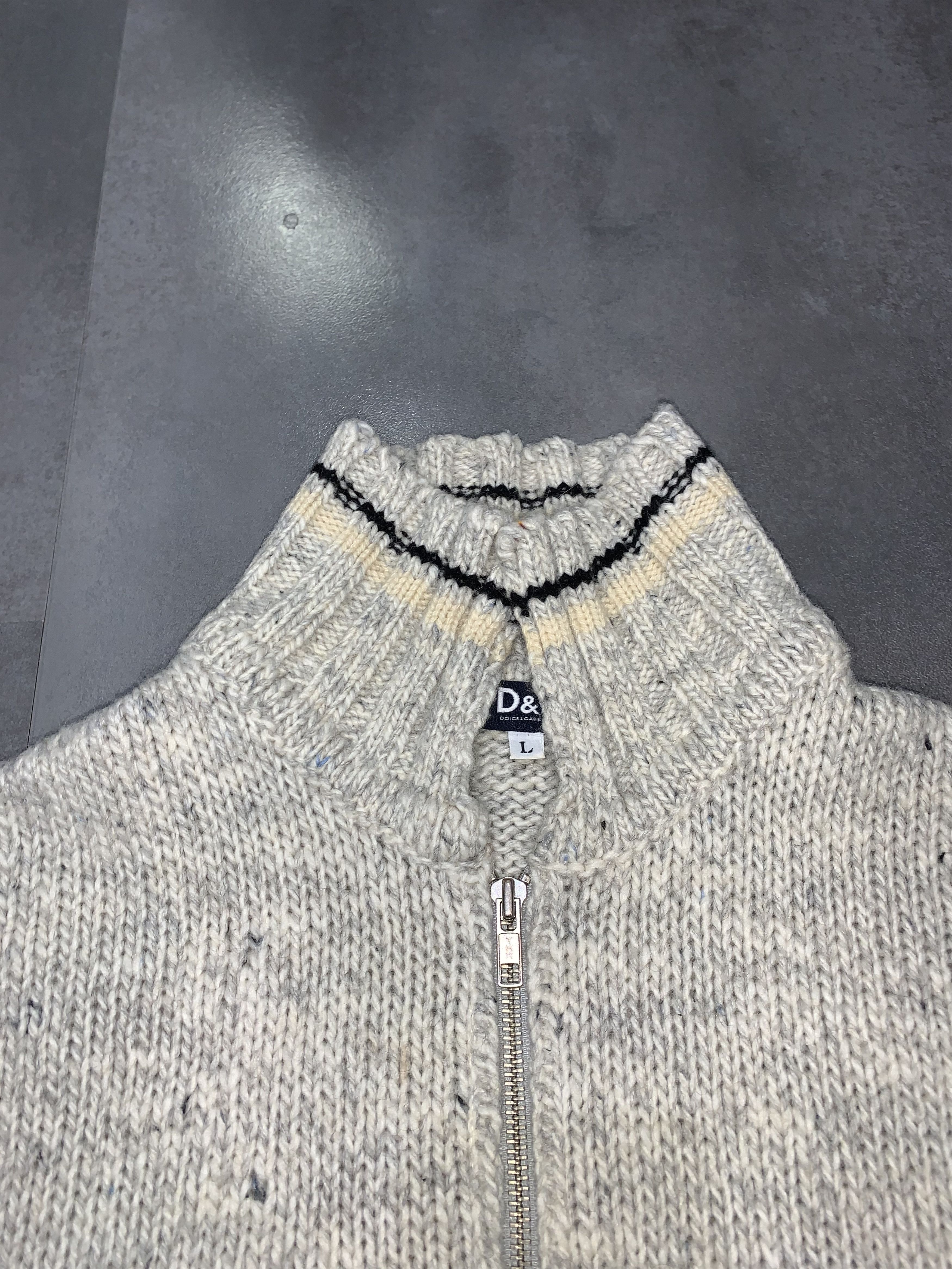 Dolce & Gabbana Vintage Dolce & Gabbana Handknit Logo Cream Wool Sweter Size US L / EU 52-54 / 3 - 10 Thumbnail