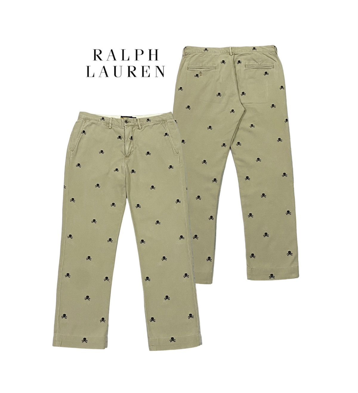 Ralph Lauren × Vintage Vintage Ralph Lauren Rugby Embroidery Skull Pants Size US 31 - 1 Thumbnail