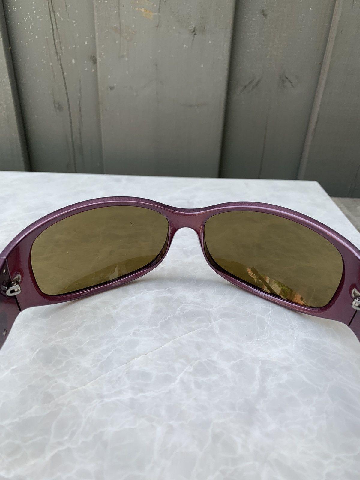 Prada × Vintage Plum Prada Tribal Wave Wrap Sunglasses Chrome Flame 2000s Y2 Size ONE SIZE - 12 Thumbnail
