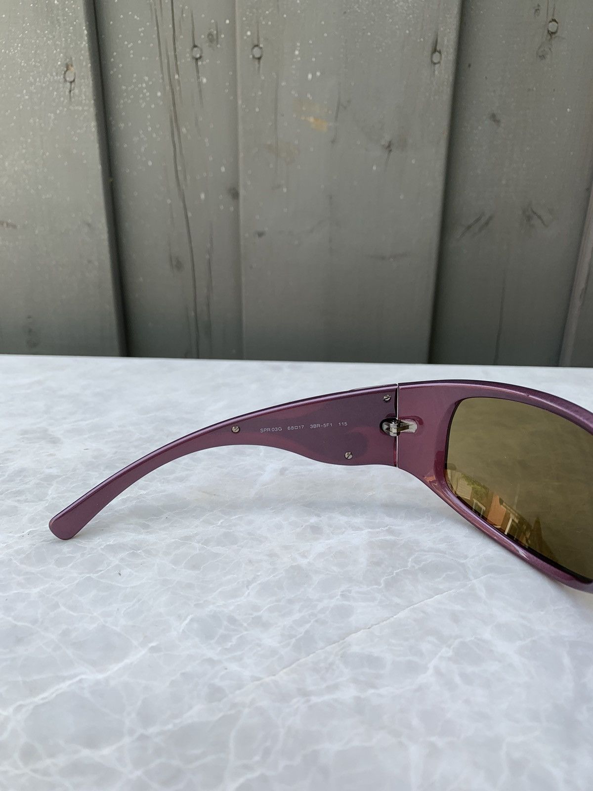 Prada × Vintage Plum Prada Tribal Wave Wrap Sunglasses Chrome Flame 2000s Y2 Size ONE SIZE - 9 Thumbnail