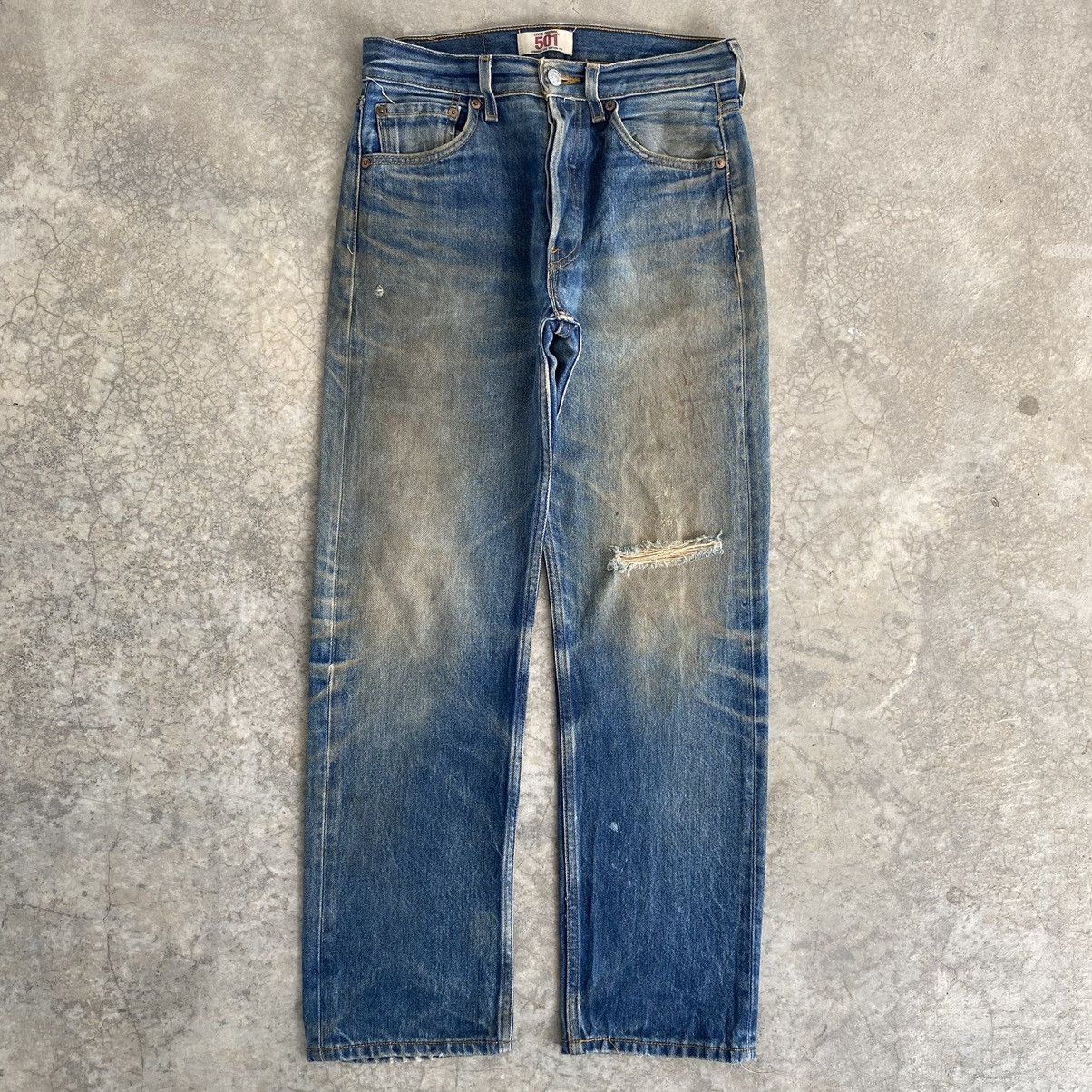 Vintage Levi's 501 Muddy Blue Ripped Denim Jeans