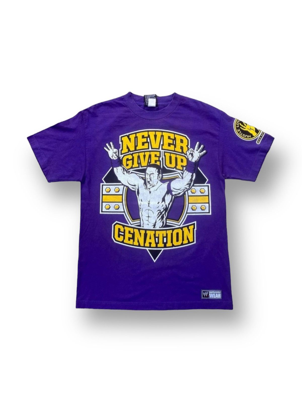 image of Sports Specialties x Vintage Never Give Up John Cena Shirt. A8 in Purple, Men's (Size Medium)