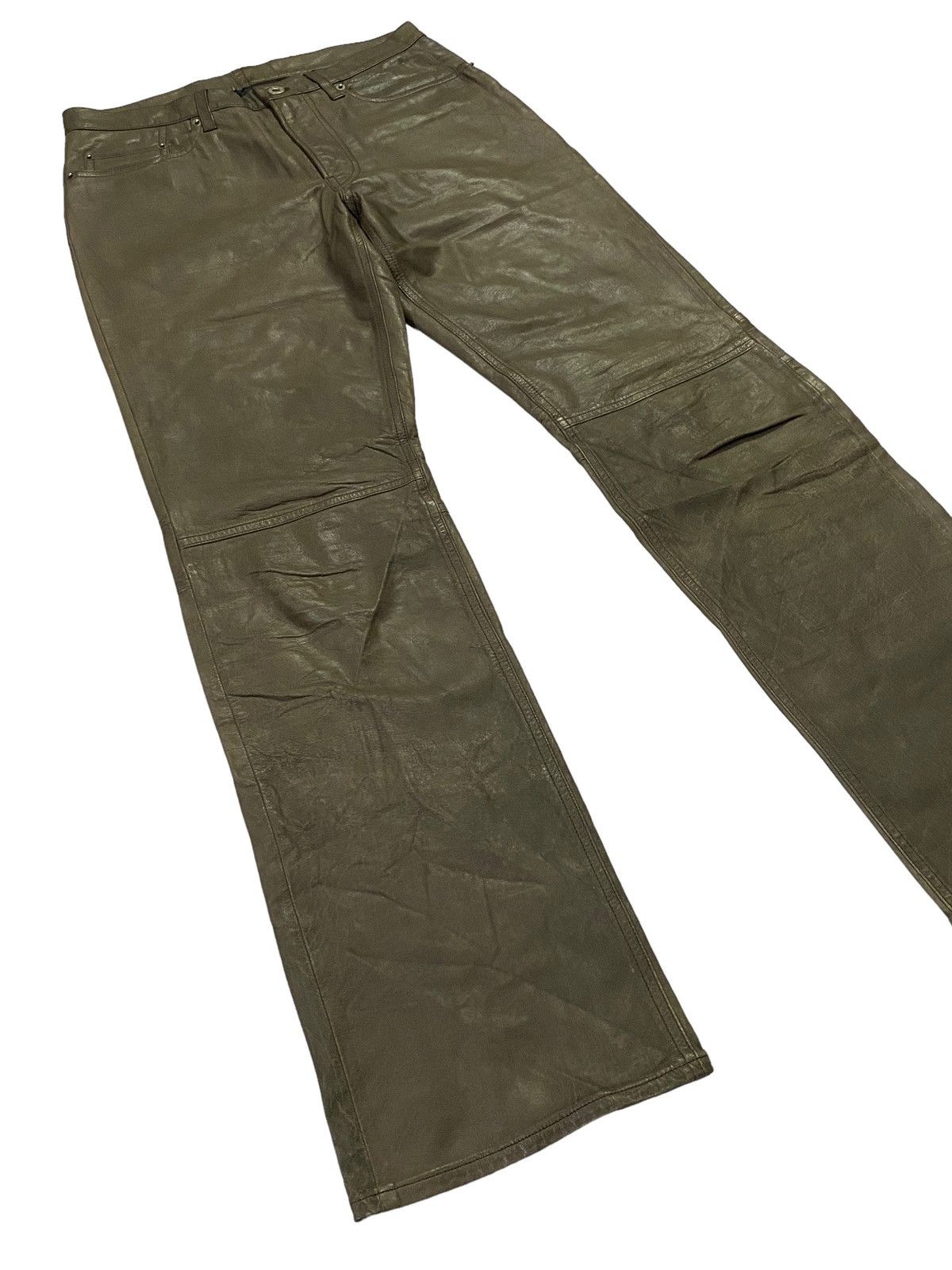 Japanese Brand Rare🔥PPFM Olive Green Leather Pants Size US 30 / EU 46 - 19 Thumbnail