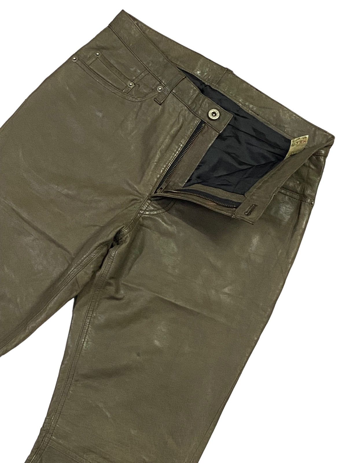 Japanese Brand Rare🔥PPFM Olive Green Leather Pants Size US 30 / EU 46 - 15 Thumbnail