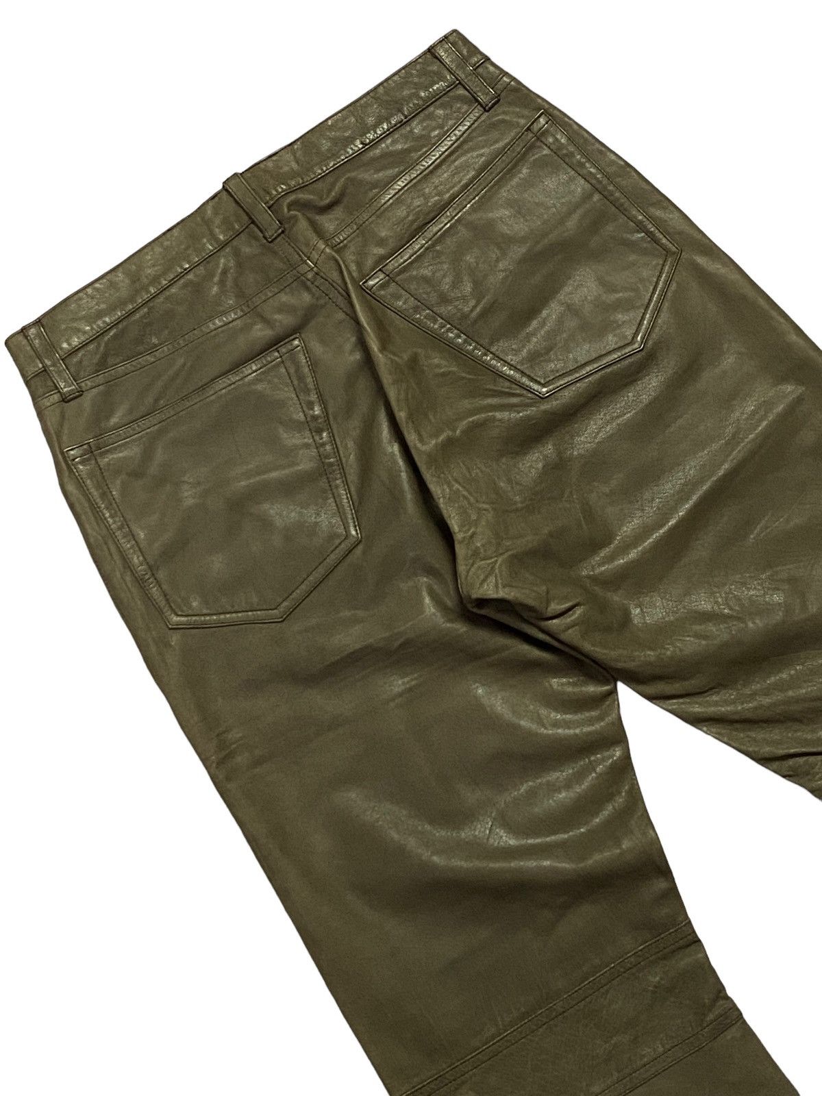 Japanese Brand Rare🔥PPFM Olive Green Leather Pants Size US 30 / EU 46 - 16 Thumbnail