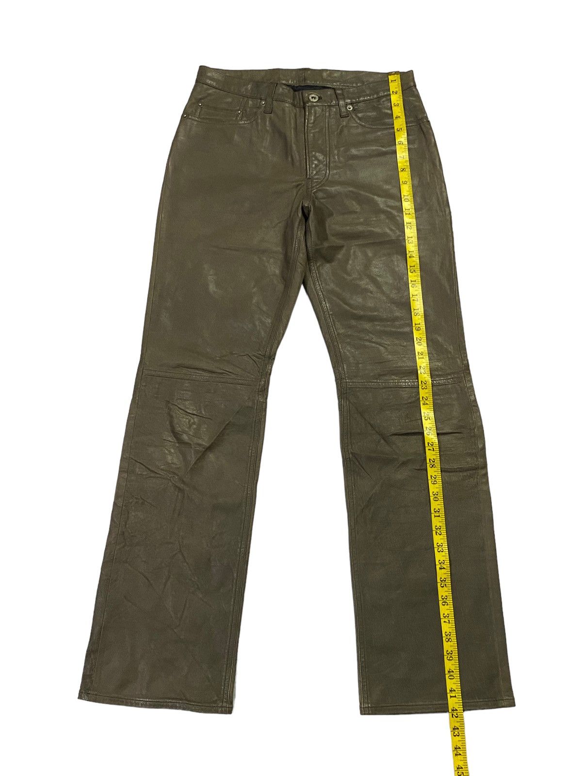 Japanese Brand Rare🔥PPFM Olive Green Leather Pants Size US 30 / EU 46 - 6 Thumbnail