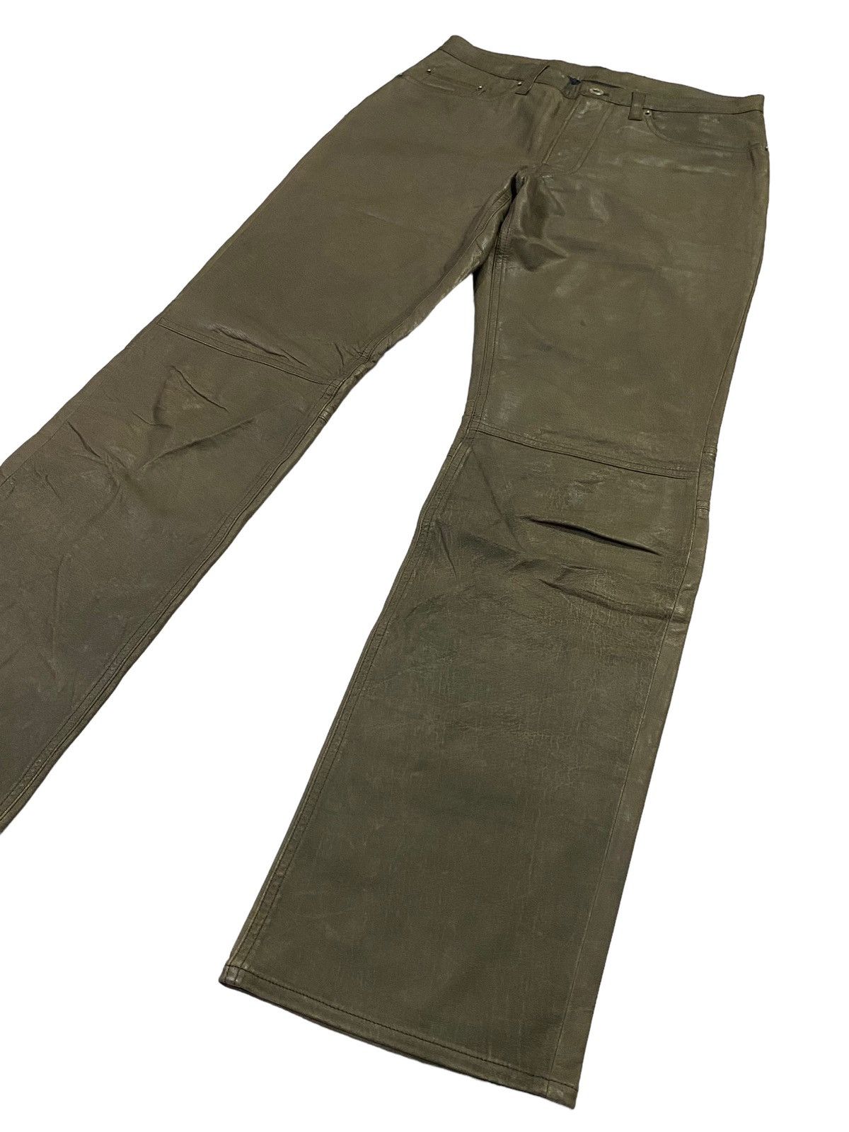 Japanese Brand Rare🔥PPFM Olive Green Leather Pants Size US 30 / EU 46 - 22 Thumbnail