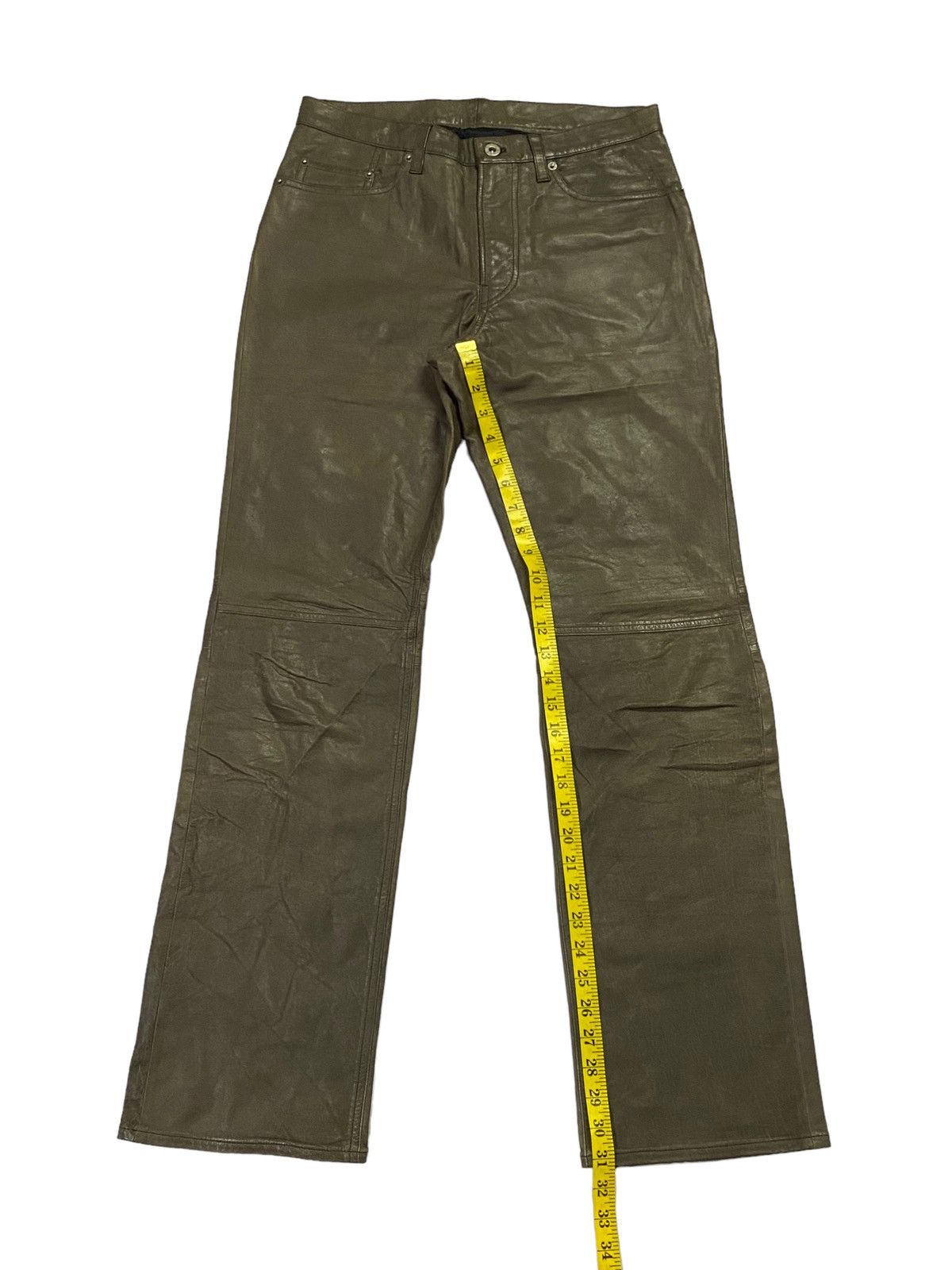 Japanese Brand Rare🔥PPFM Olive Green Leather Pants Size US 30 / EU 46 - 7 Thumbnail