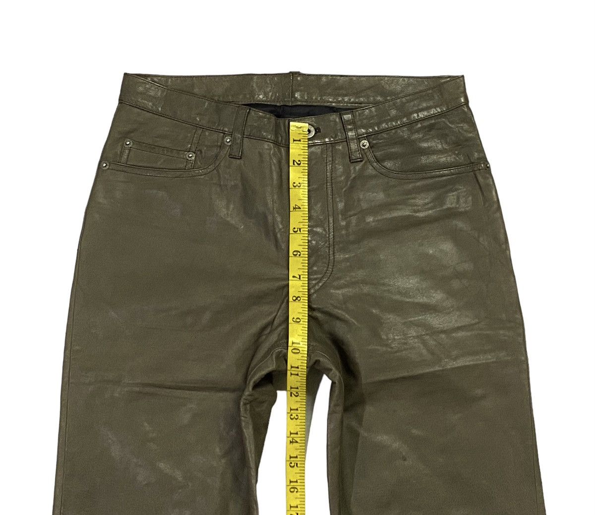 Japanese Brand Rare🔥PPFM Olive Green Leather Pants Size US 30 / EU 46 - 5 Thumbnail