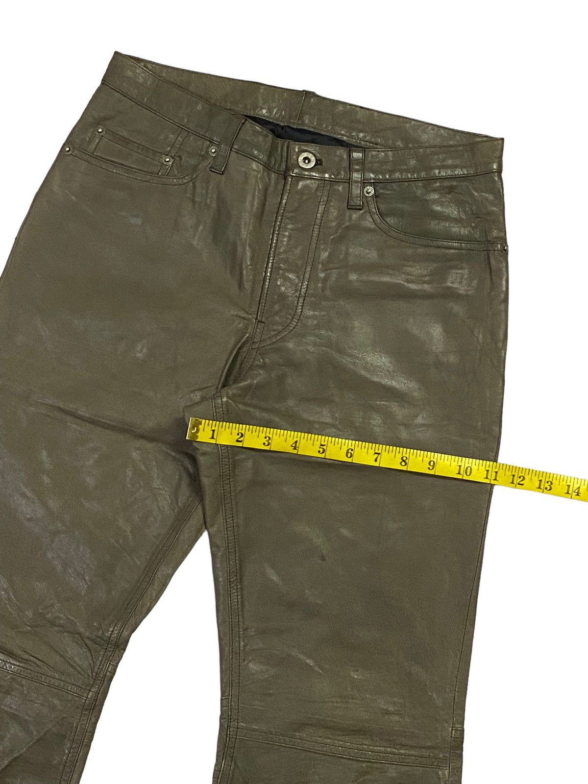 Japanese Brand Rare🔥PPFM Olive Green Leather Pants Size US 30 / EU 46 - 8 Thumbnail