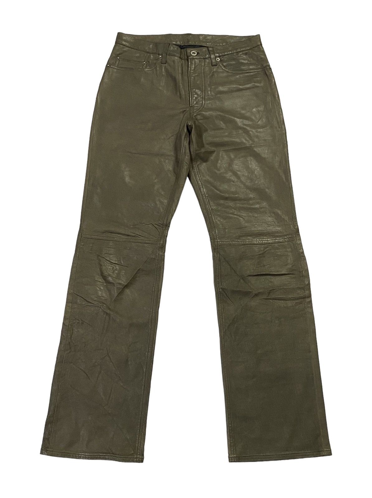 Japanese Brand Rare🔥PPFM Olive Green Leather Pants Size US 30 / EU 46 - 2 Thumbnail