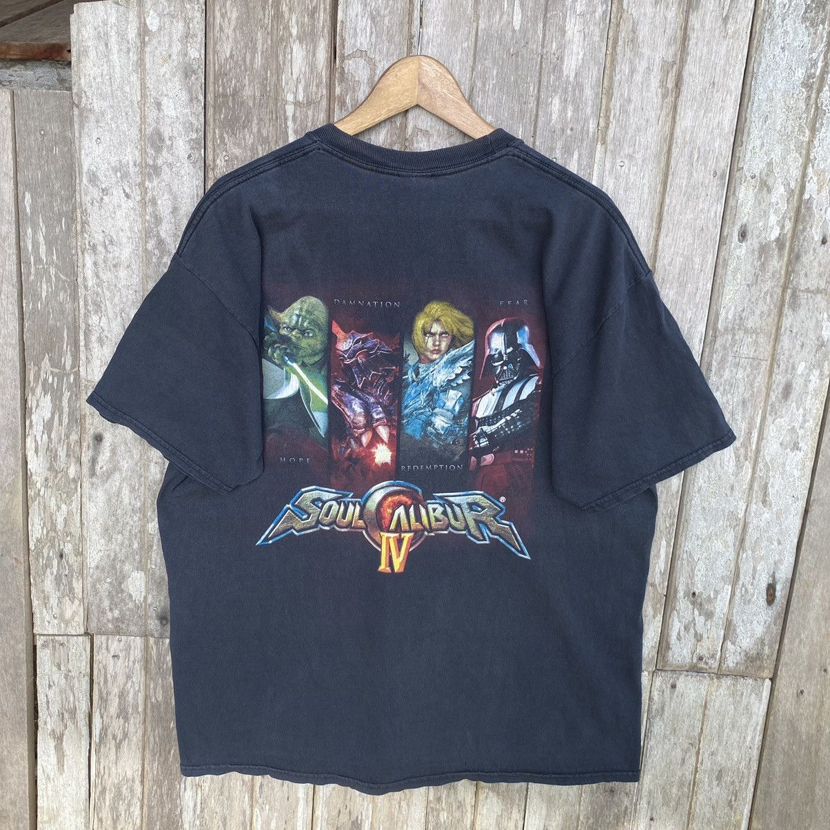 image of Exclusive Game x Playstation Thrashed Faded Vintage Soul Calibur Iv Playstation Game Tee in Black (