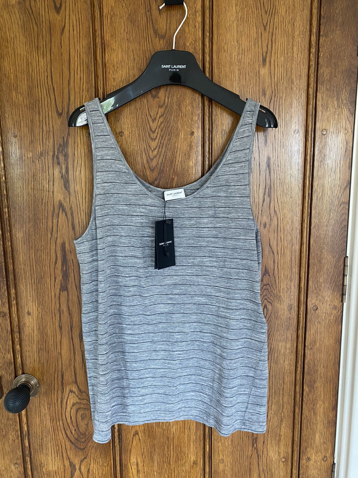 image of Saint Laurent Paris $350 Ss20 Saint Laurent Grey Silver Tank Sleeveless Vest, Men's (Size Medium)