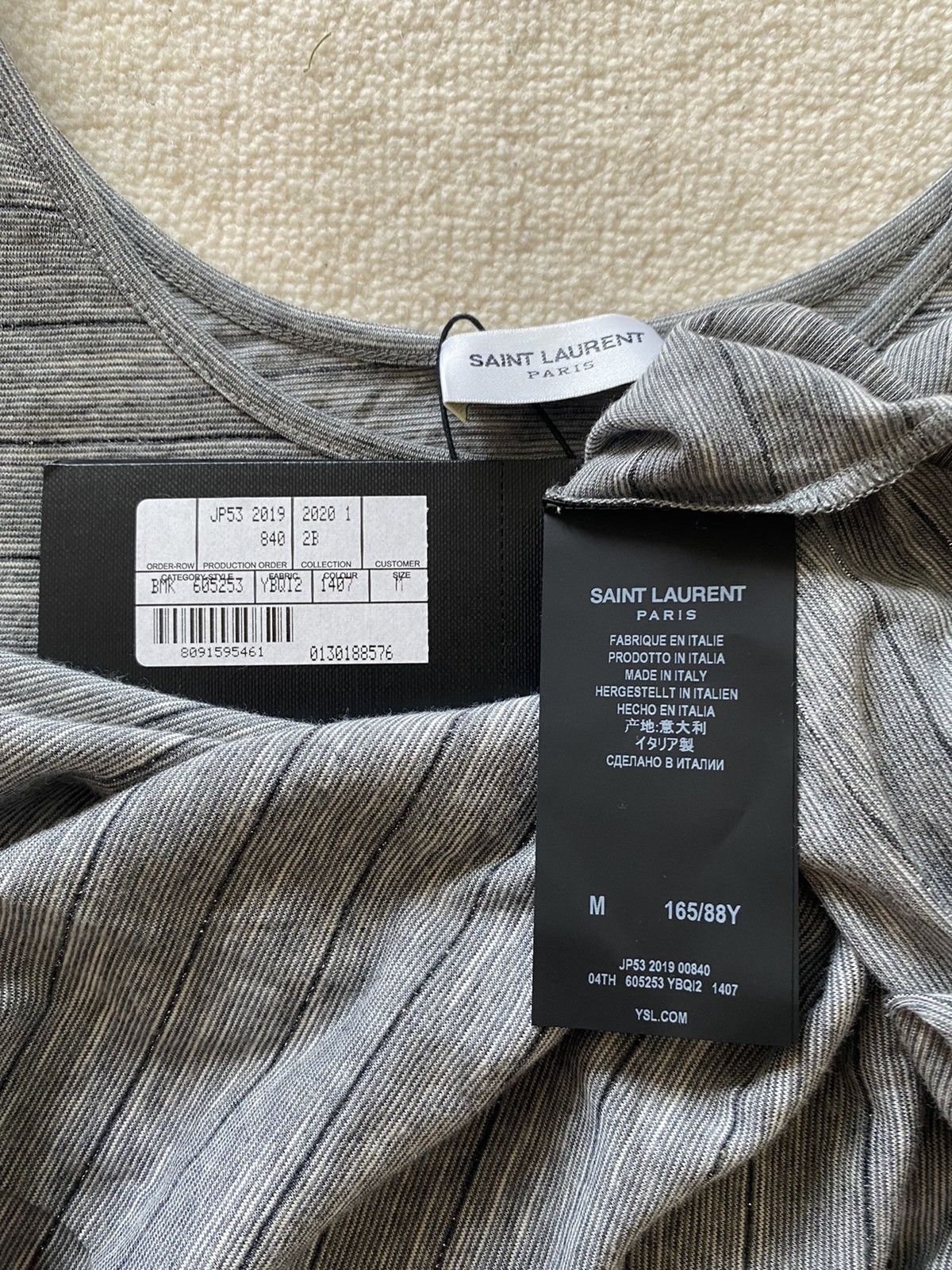 Saint Laurent Paris 🤑 SS20 Saint Laurent Grey silver tank sleeveless vest Size US M / EU 48-50 / 2 - 10 Thumbnail