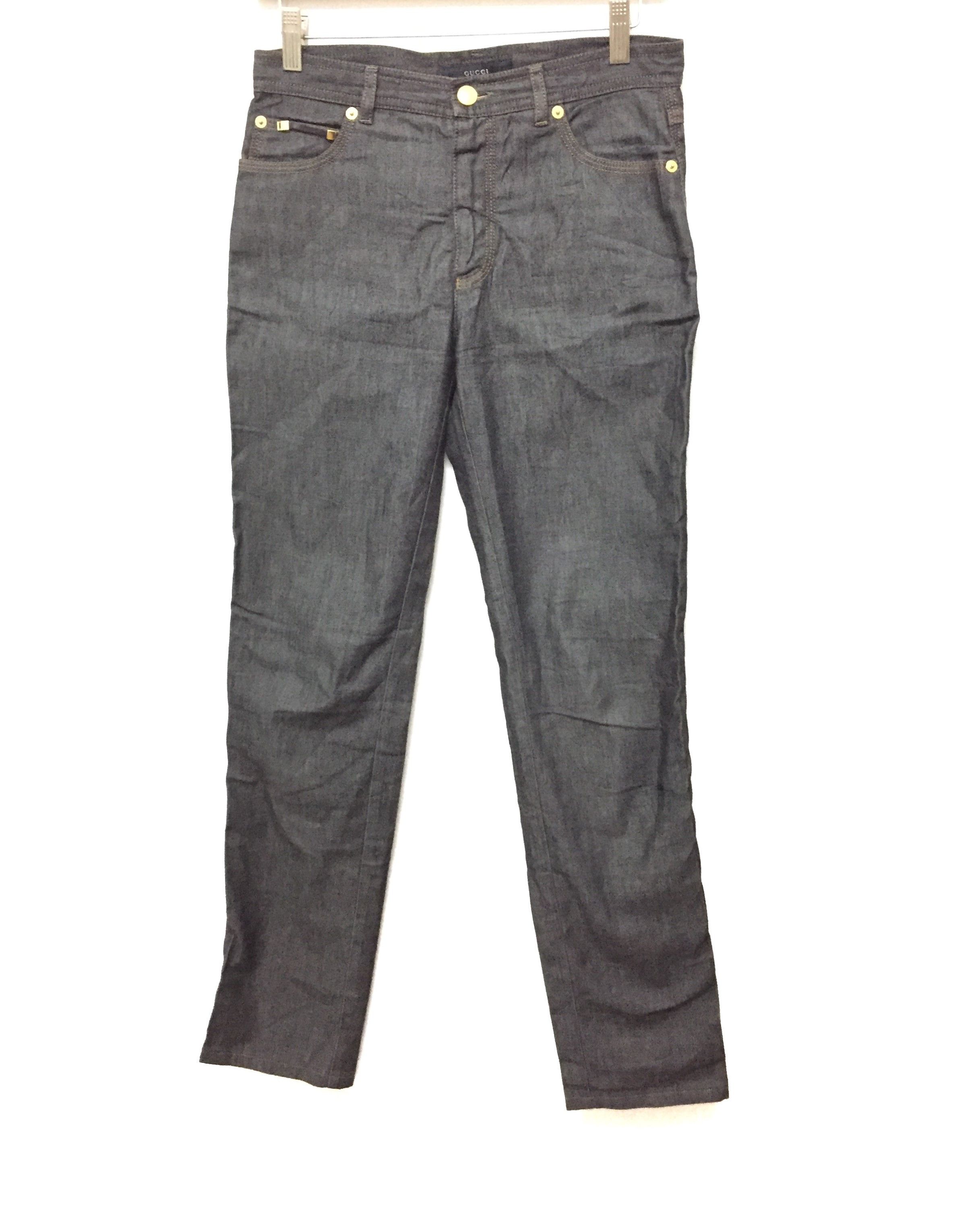 image of Vintage Gucci Slim Pants Lampo Zipper Made In Italy in Denim, Men's (Size 29)