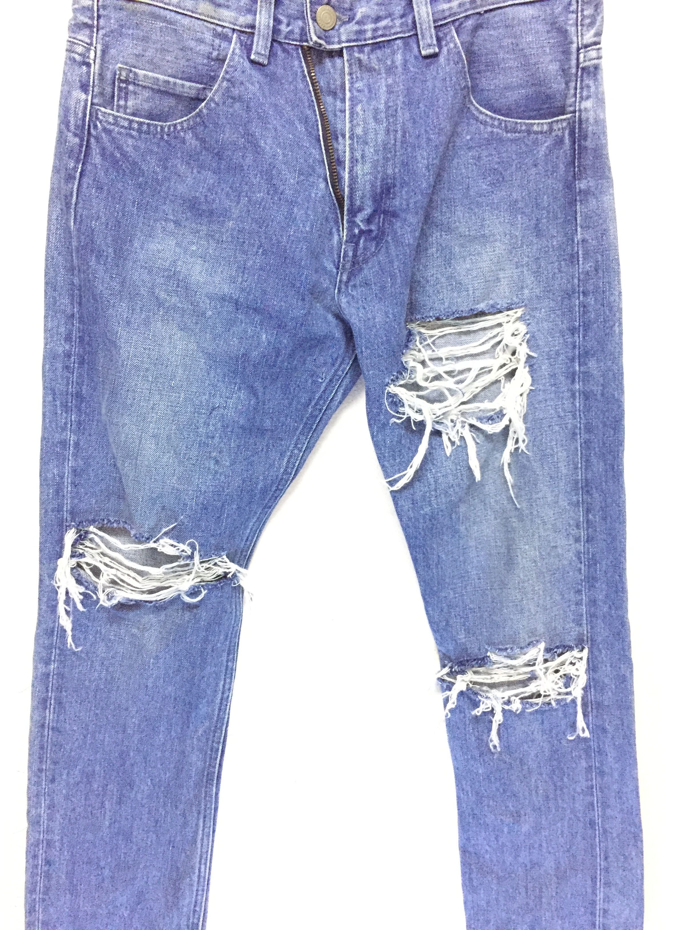 Lad Musician 90's LAD MUSICIAN Double Zipper Distressed Wash Denim Size US 31 - 4 Thumbnail