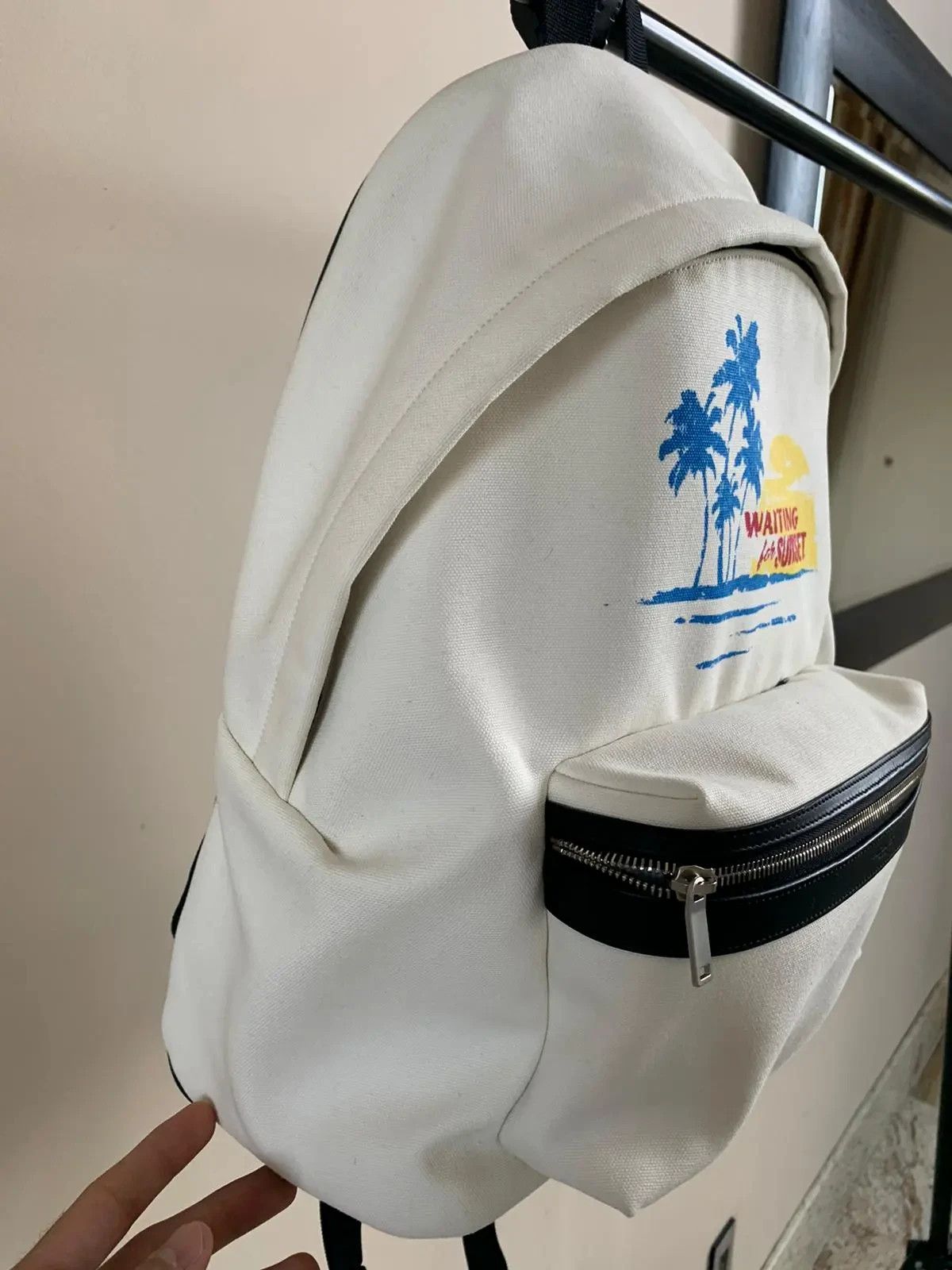Saint Laurent Paris Waiting For Sunset City Back Pack in Ivory Size ONE SIZE - 10 Thumbnail