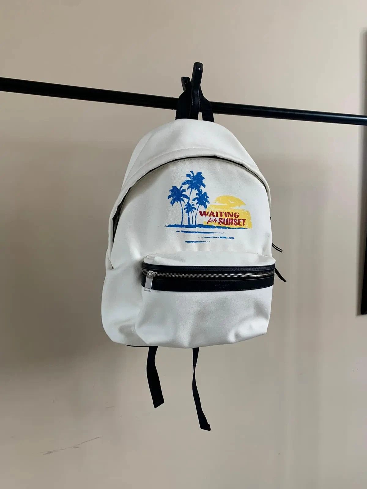 Saint Laurent Paris Waiting For Sunset City Back Pack in Ivory Size ONE SIZE - 3 Thumbnail