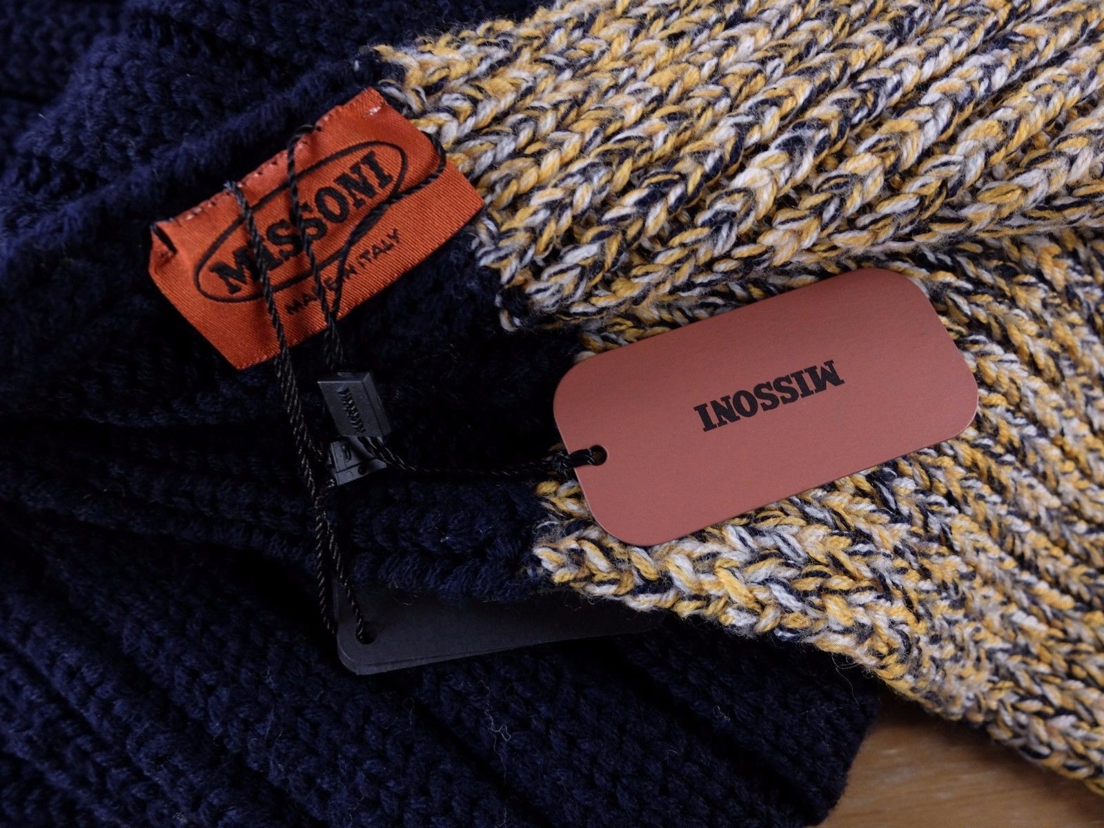 Missoni MISSONI navy blue chunky thick wool scarf authentic q Size ONE SIZE - 3 Thumbnail