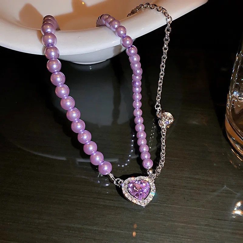 Other Creative Purple Heart Crystal Choker Necklaces Size ONE SIZE - 3 Thumbnail