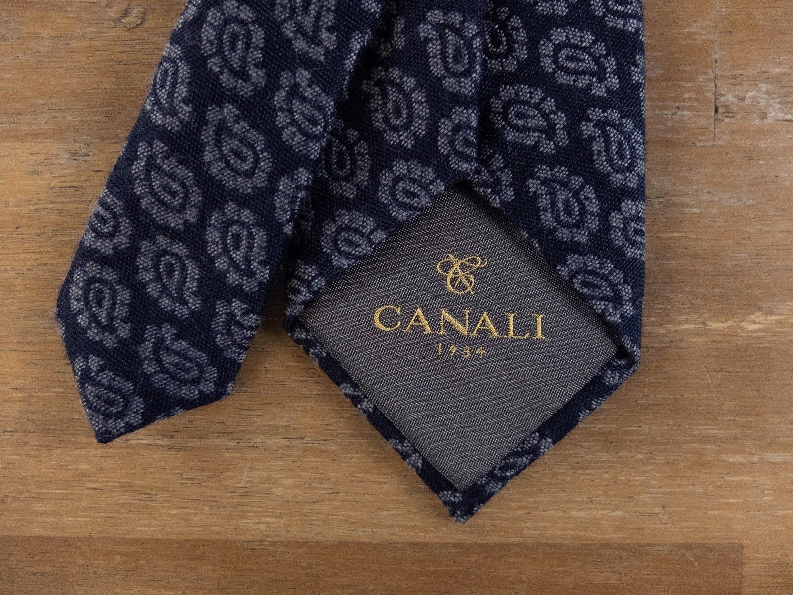 Canali CANALI navy blue paisley motif wool silk tie authentic Size ONE SIZE - 4 Thumbnail