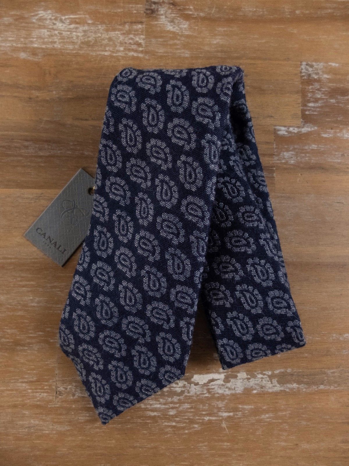 Canali CANALI navy blue paisley motif wool silk tie authentic Size ONE SIZE - 1 Thumbnail
