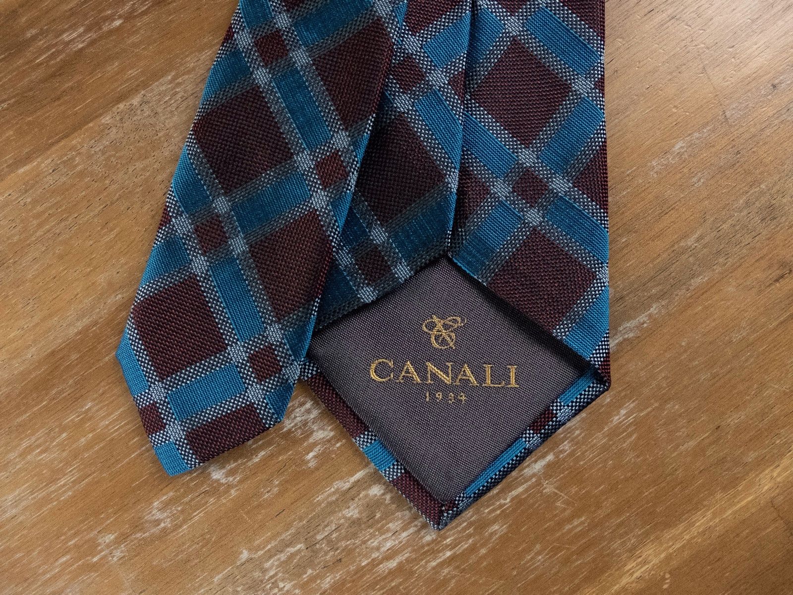 Canali CANALI blue brown plaid tartan woven silk tie authentic Size ONE SIZE - 3 Thumbnail