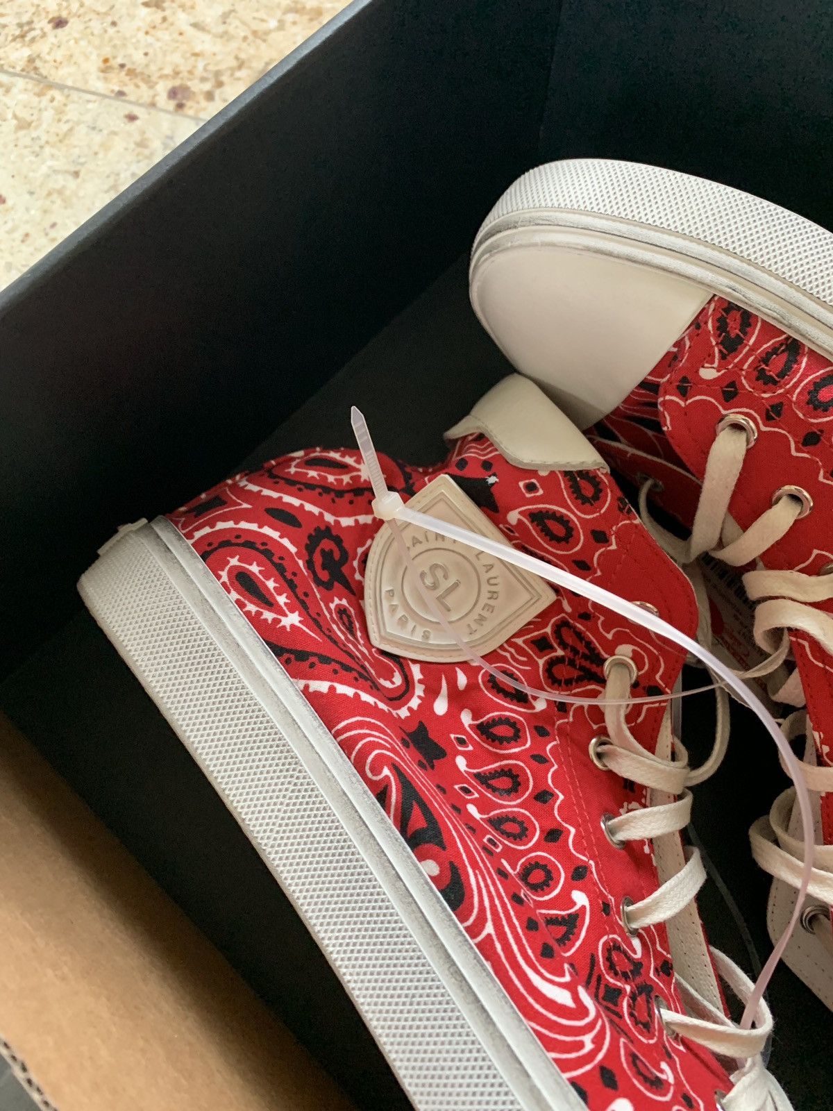 Saint Laurent Paris Bandana Red Paisley Mid Top Trainer Size US 9.5 / EU 42-43 - 3 Thumbnail