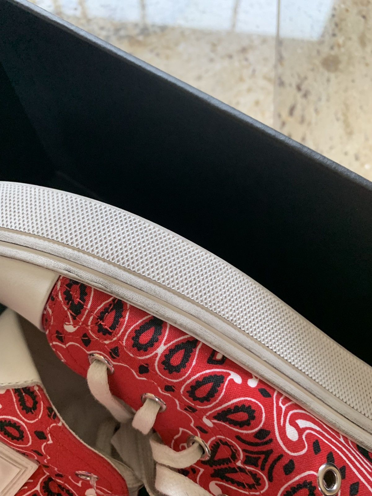 Saint Laurent Paris Bandana Red Paisley Mid Top Trainer Size US 9.5 / EU 42-43 - 9 Thumbnail