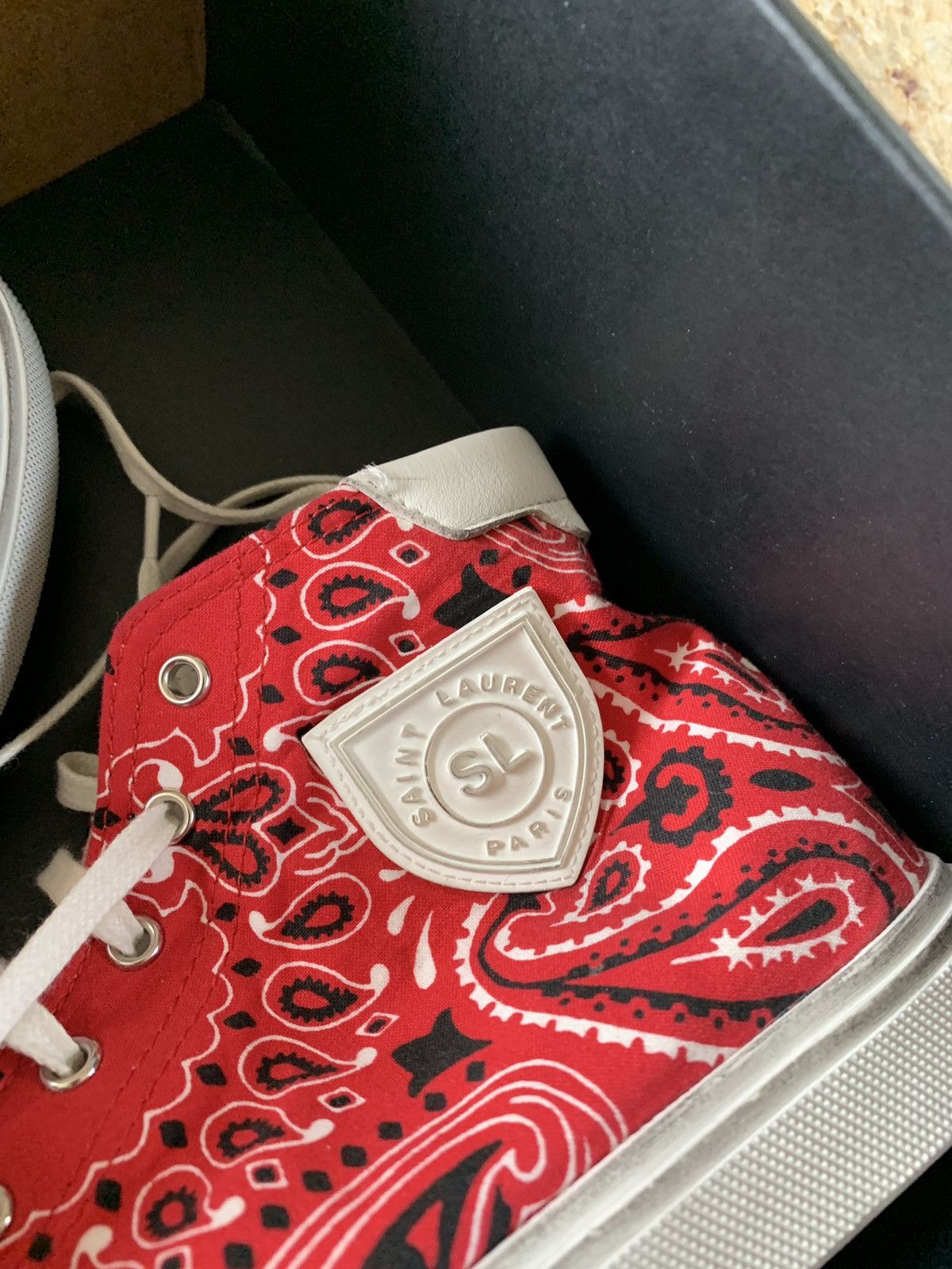 Saint Laurent Paris Bandana Red Paisley Mid Top Trainer Size US 9.5 / EU 42-43 - 11 Thumbnail